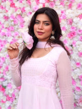 Camellia Pink Chikankari Anarkali Set (Set of 3)